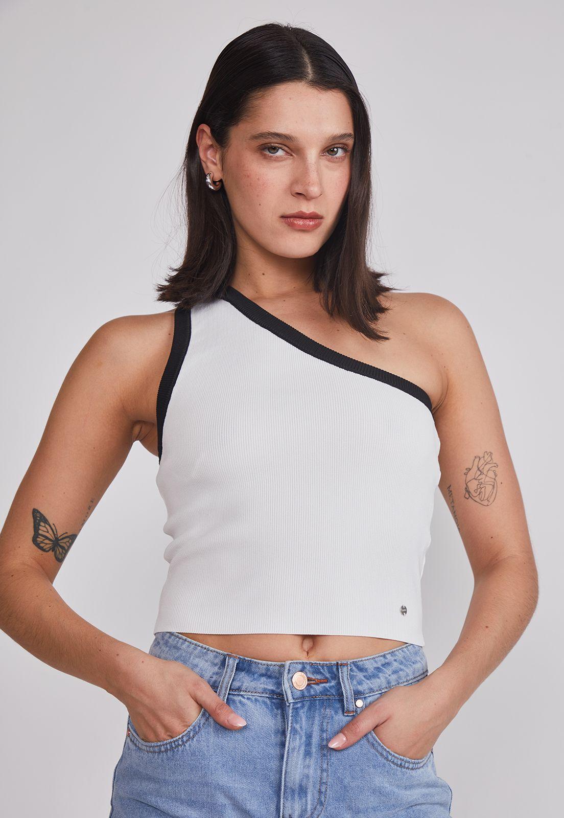 Peto Mujer Tejido asimétrico Blanco Sioux-1