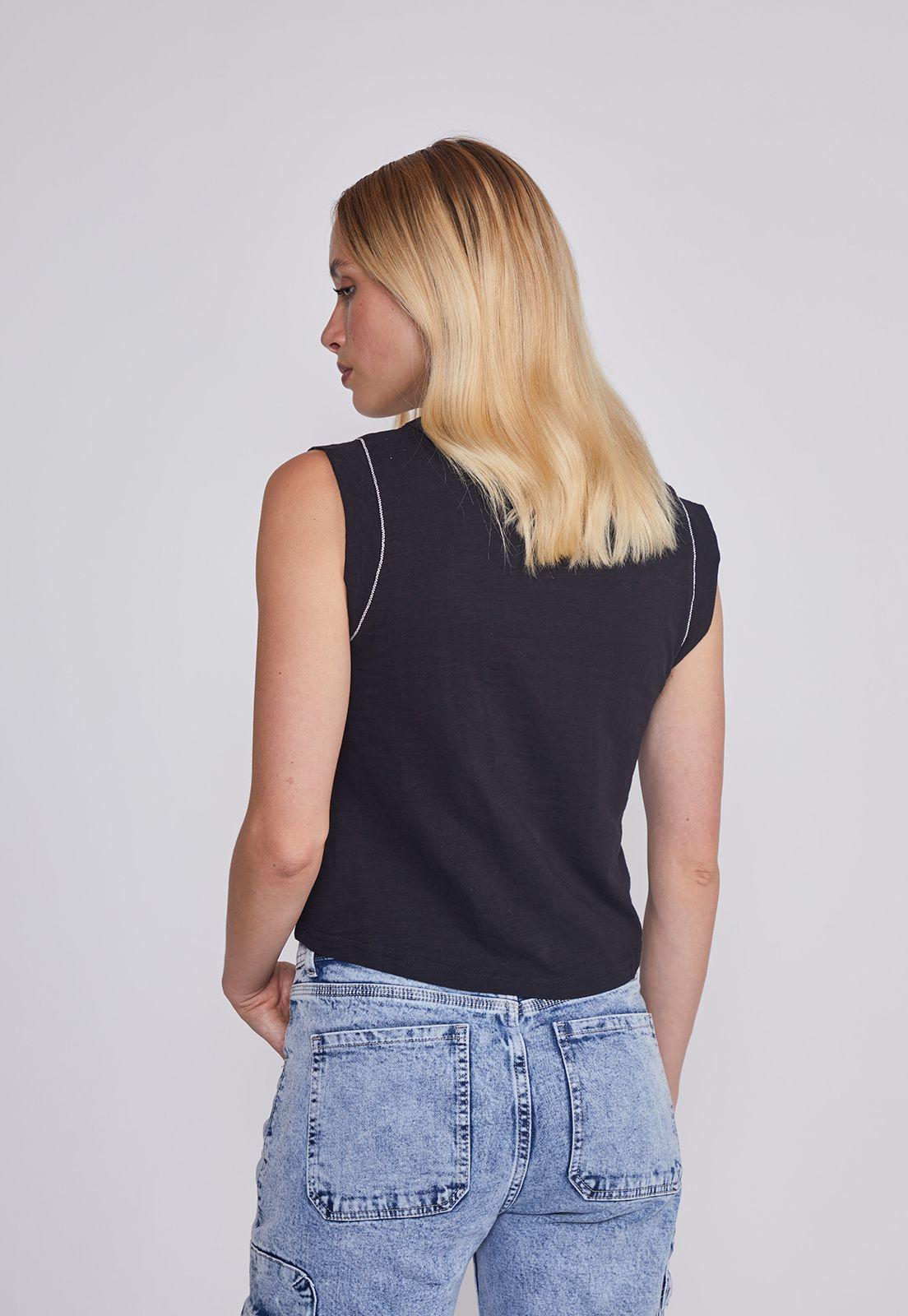 Polera Mujer Brillos Negro Sioux-2