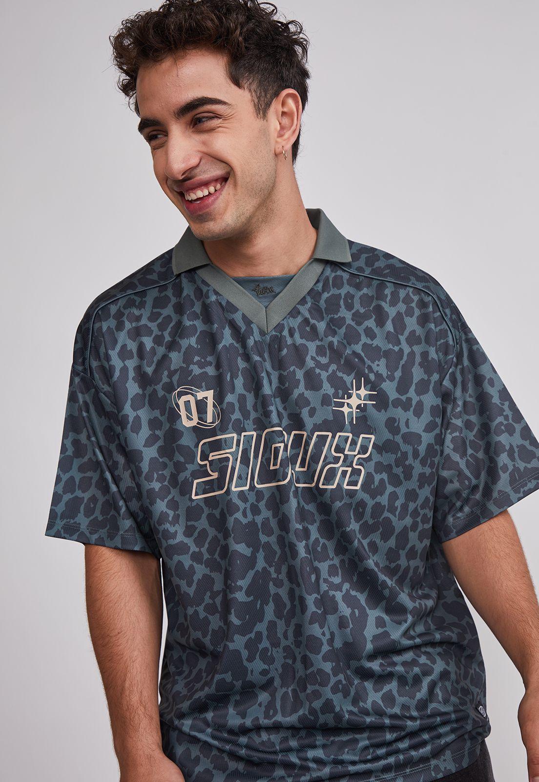 Polera Hombre Leopardo Boxy Verde Sioux-2