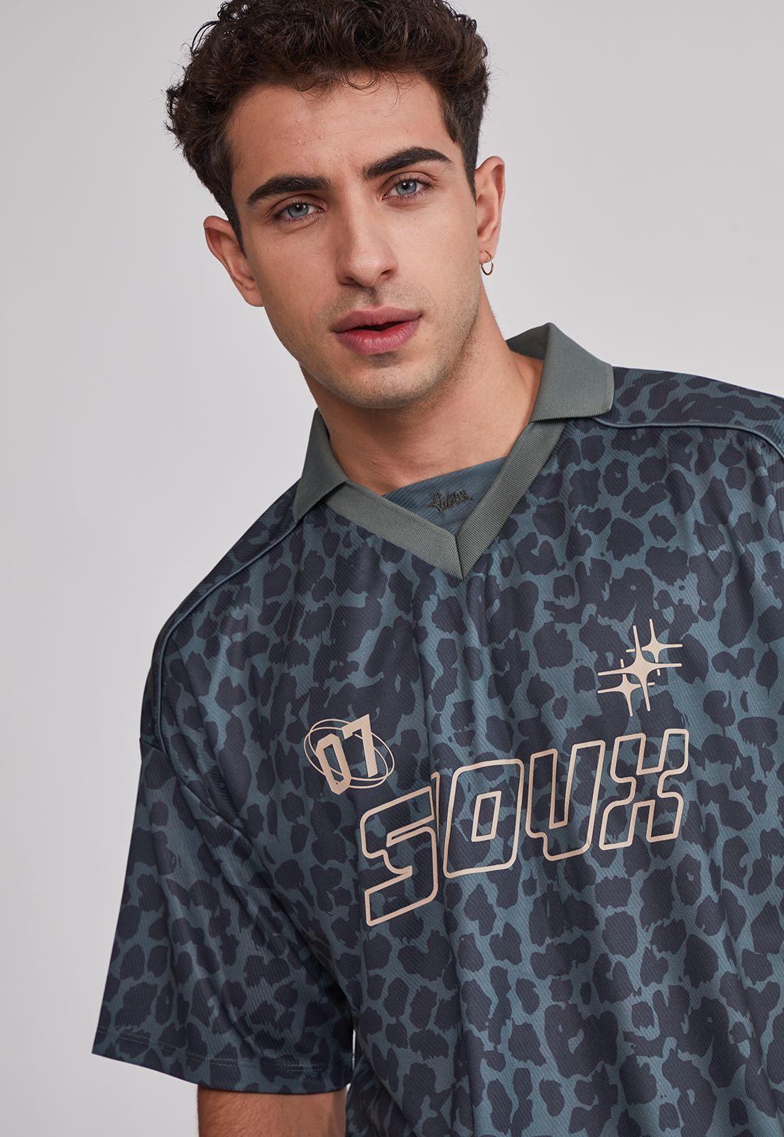 Polera Hombre Leopardo Boxy Verde Sioux-3