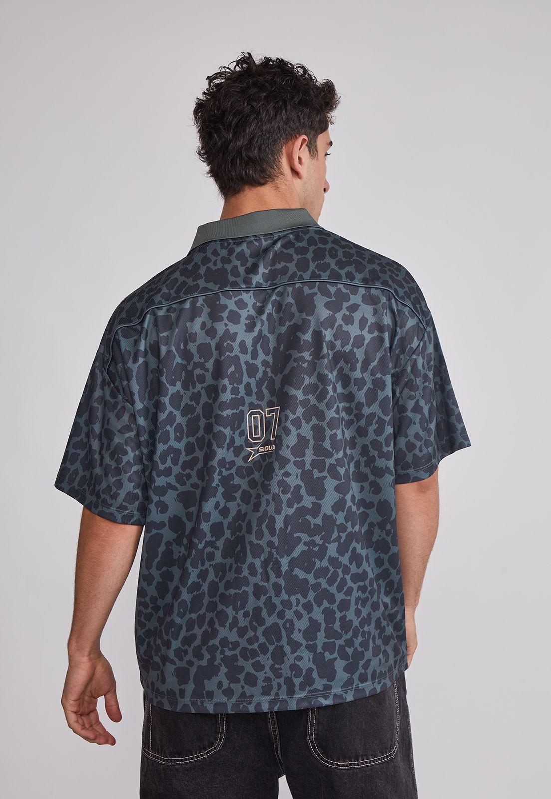 Polera Hombre Leopardo Boxy Verde Sioux-4