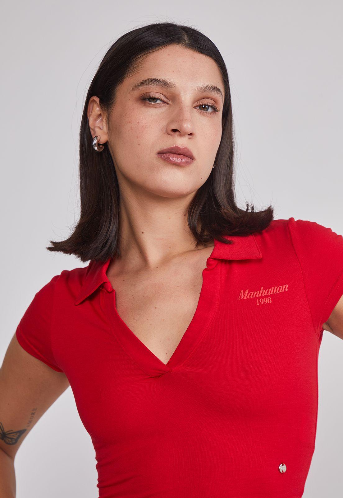Polera Mujer Cuello Piqué Rojo Sioux-2