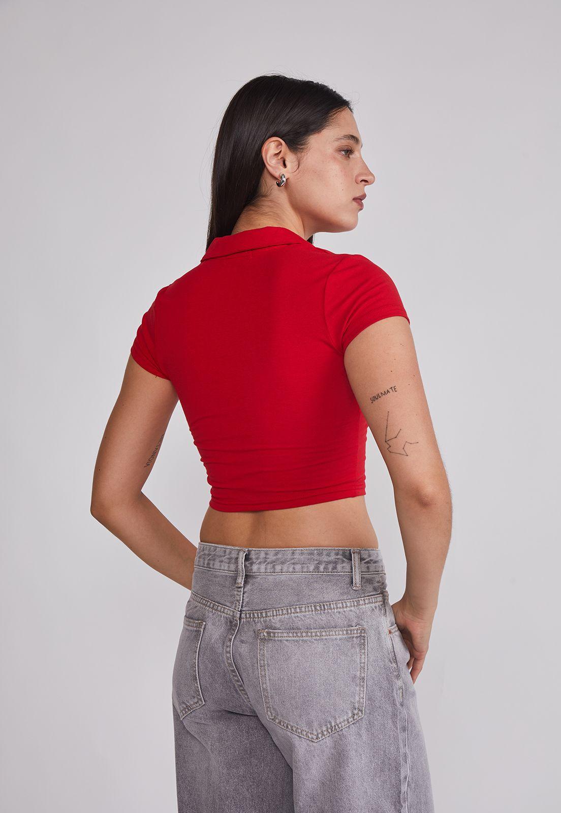 Polera Mujer Cuello Piqué Rojo Sioux-3