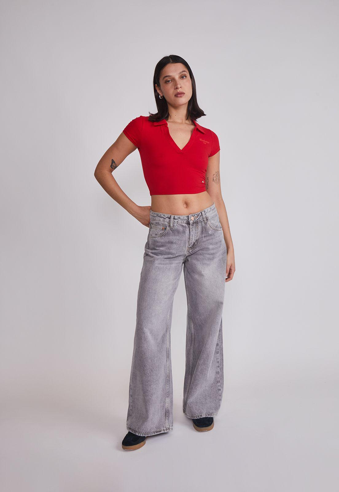 Polera Mujer Cuello Piqué Rojo Sioux-4
