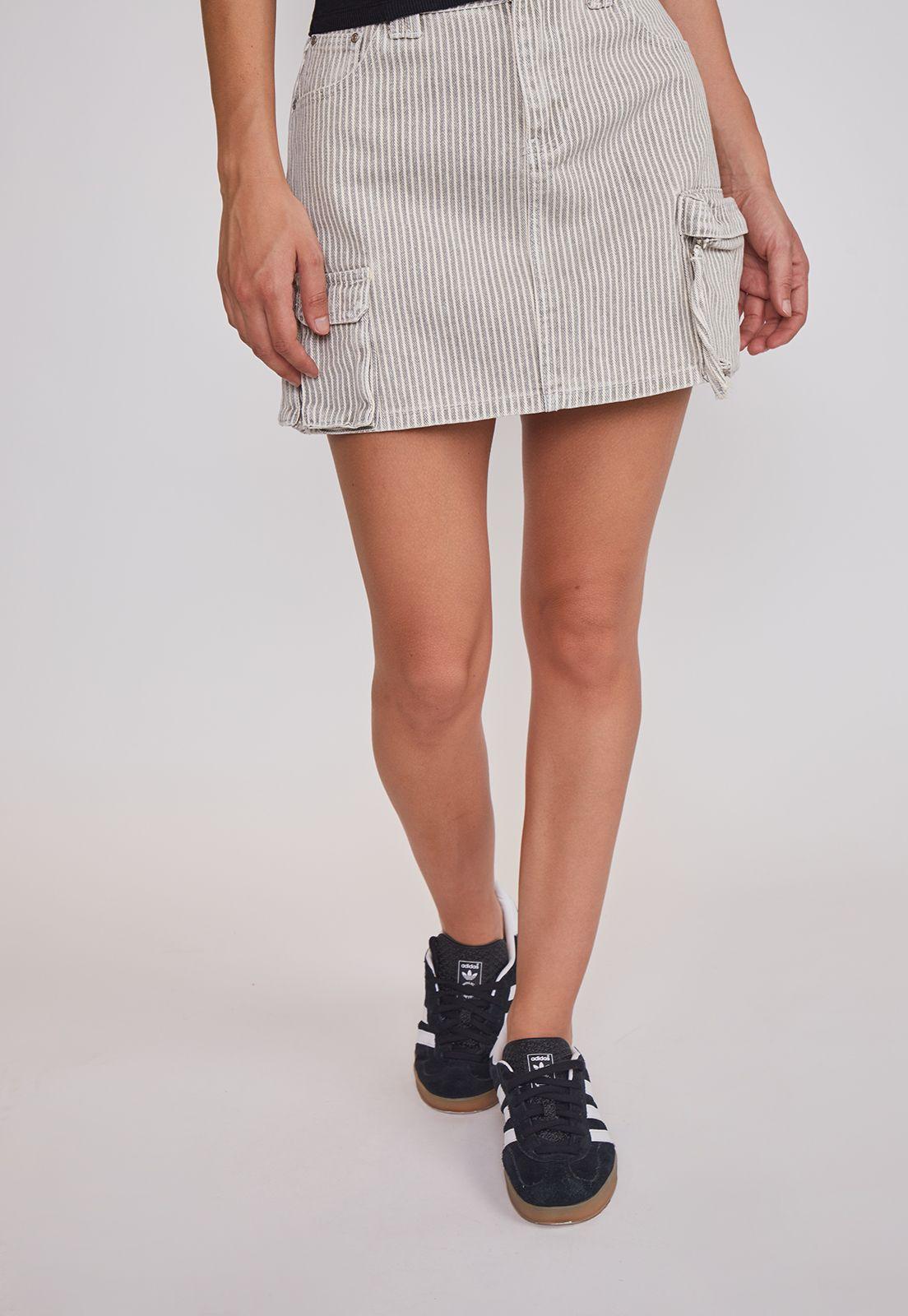 Falda Mujer Cargo Listada Gris Sioux-0