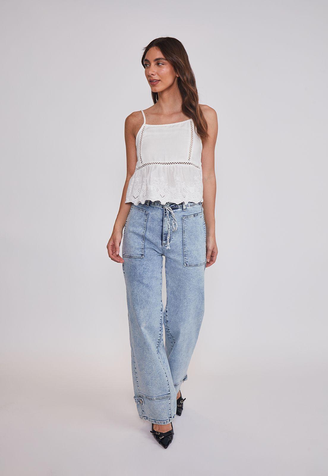 Blusa Mujer Pabilo Broderie Blanco Sioux-4