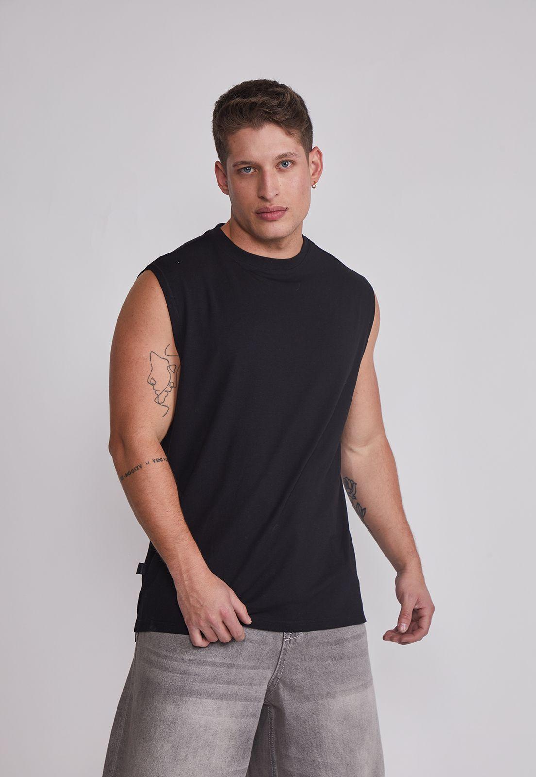 Polera Sin Manga Hombre Oversize Sport Negro Sioux-0