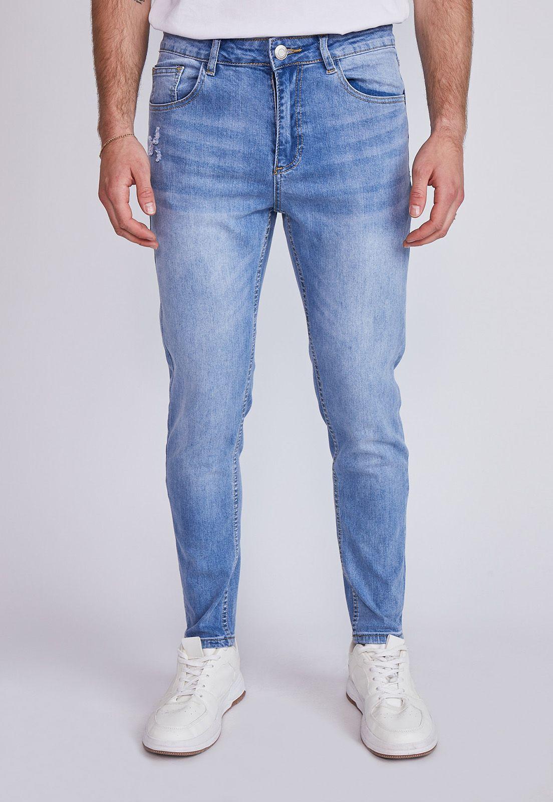 Jeans Hombre Skinny Destroyer Azul Sioux-0