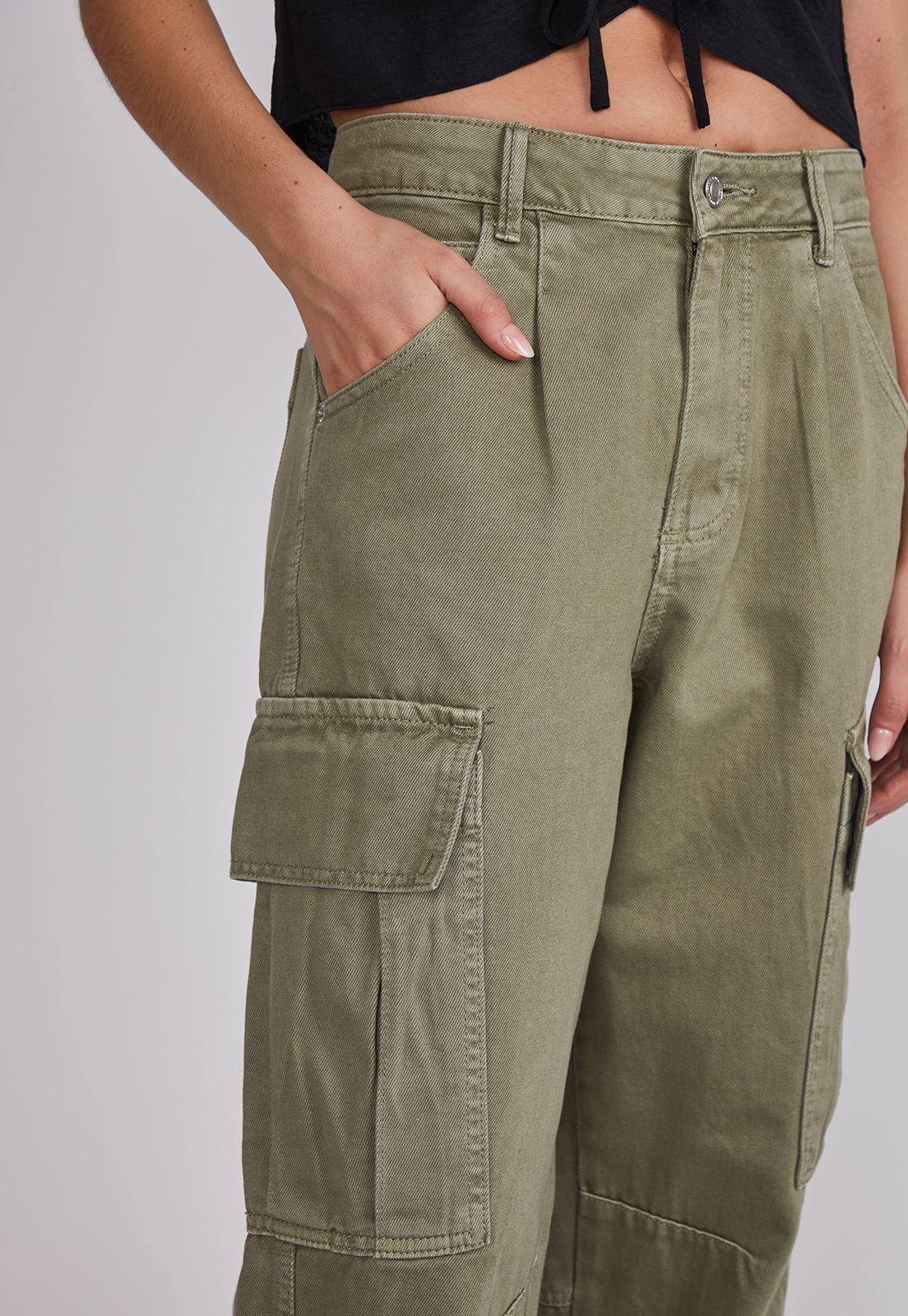 Pantalón Mujer Baggy Cargo Verde Sioux-2