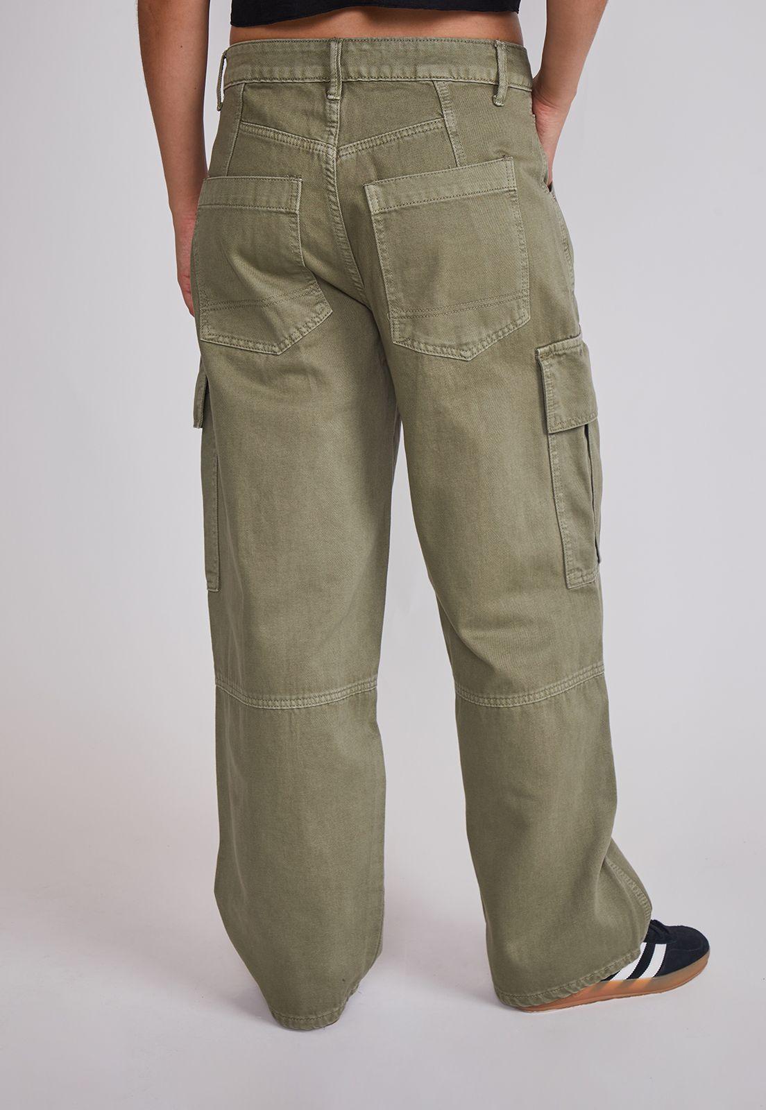 Pantalón Mujer Baggy Cargo Verde Sioux-3