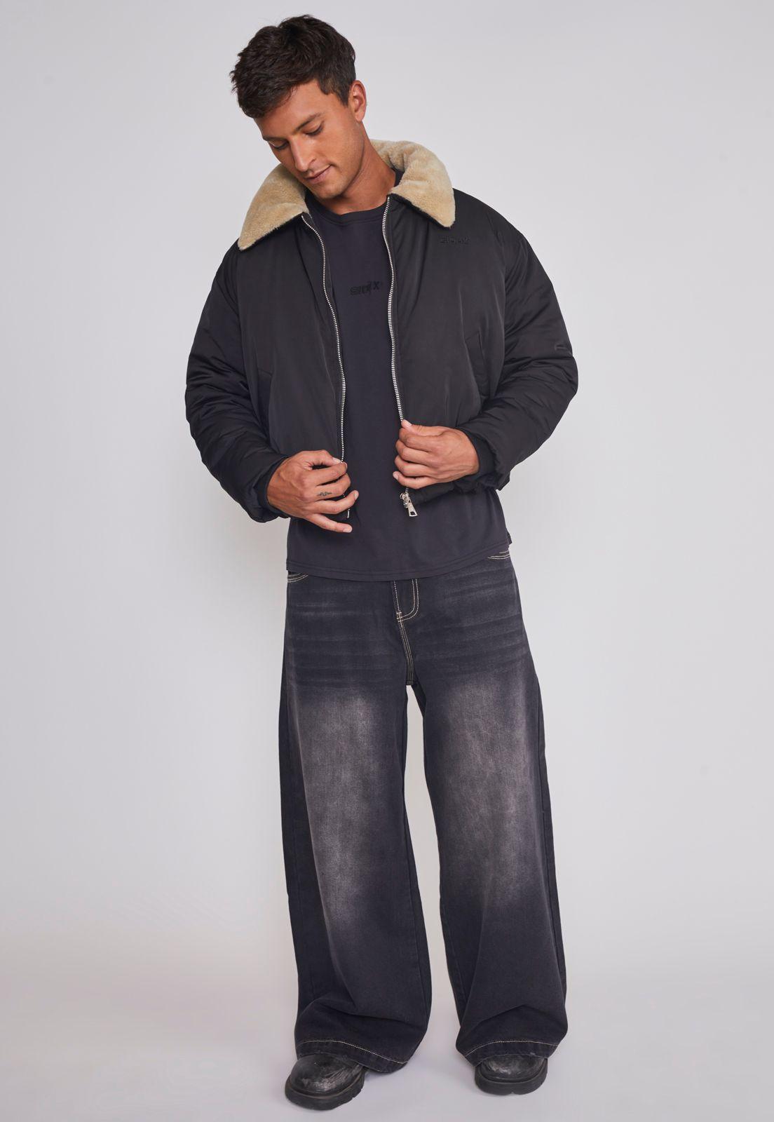 Chaqueta Hombre Cuello Solapa Negro Sioux-2
