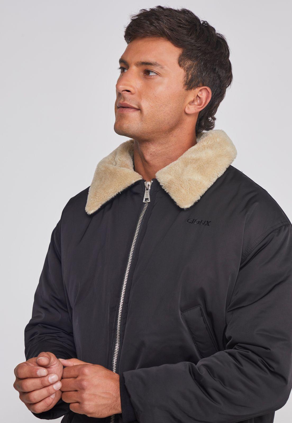 Chaqueta Hombre Cuello Solapa Negro Sioux-3