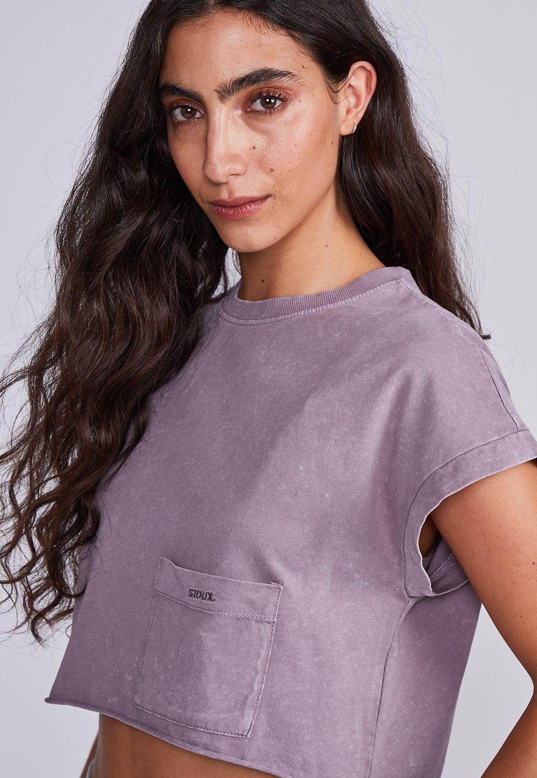 Polera Mujer Lila Corta Con Bolsillo Sioux-1