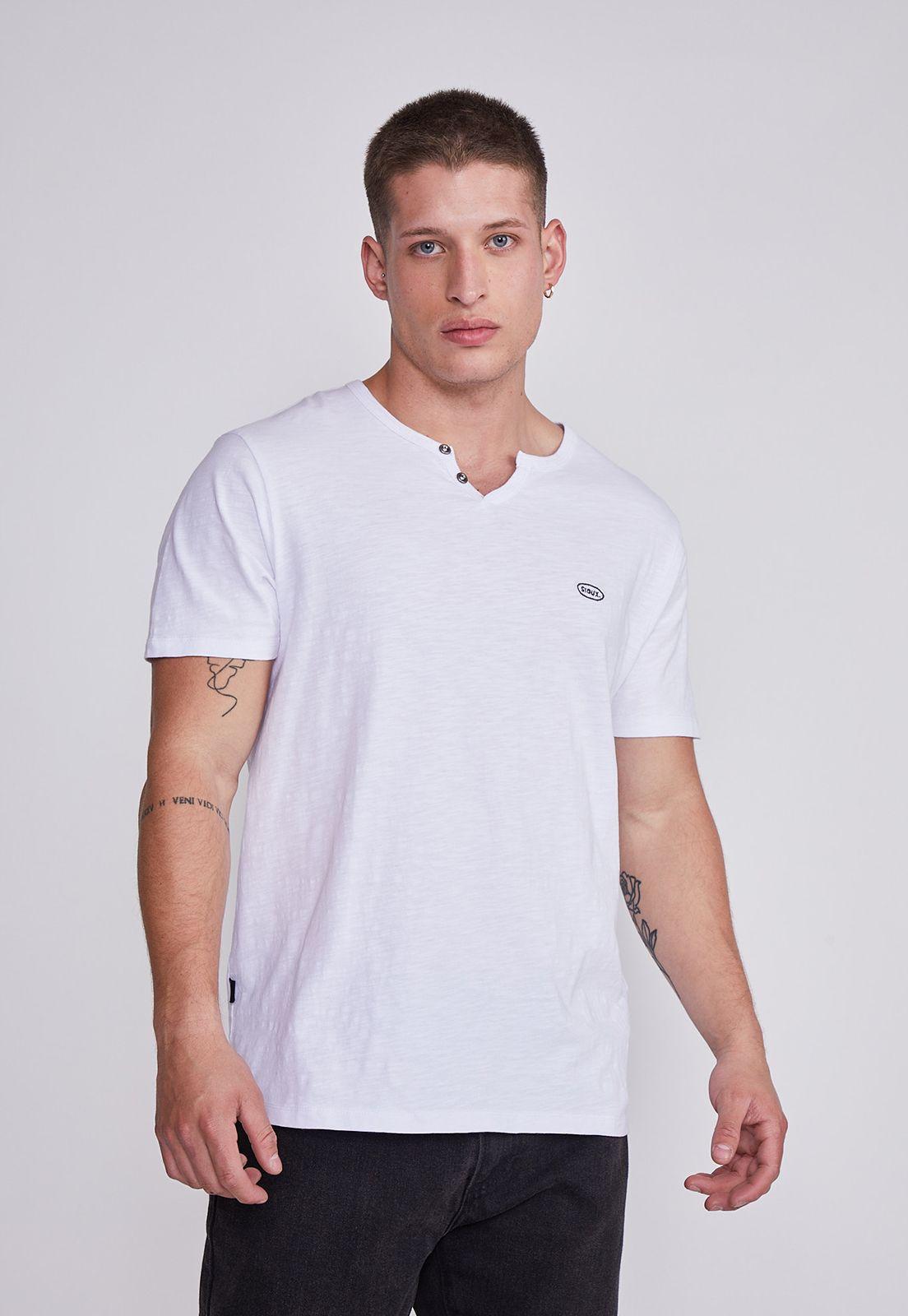 Polera Hombre Blanco Escote Botones Sioux-0