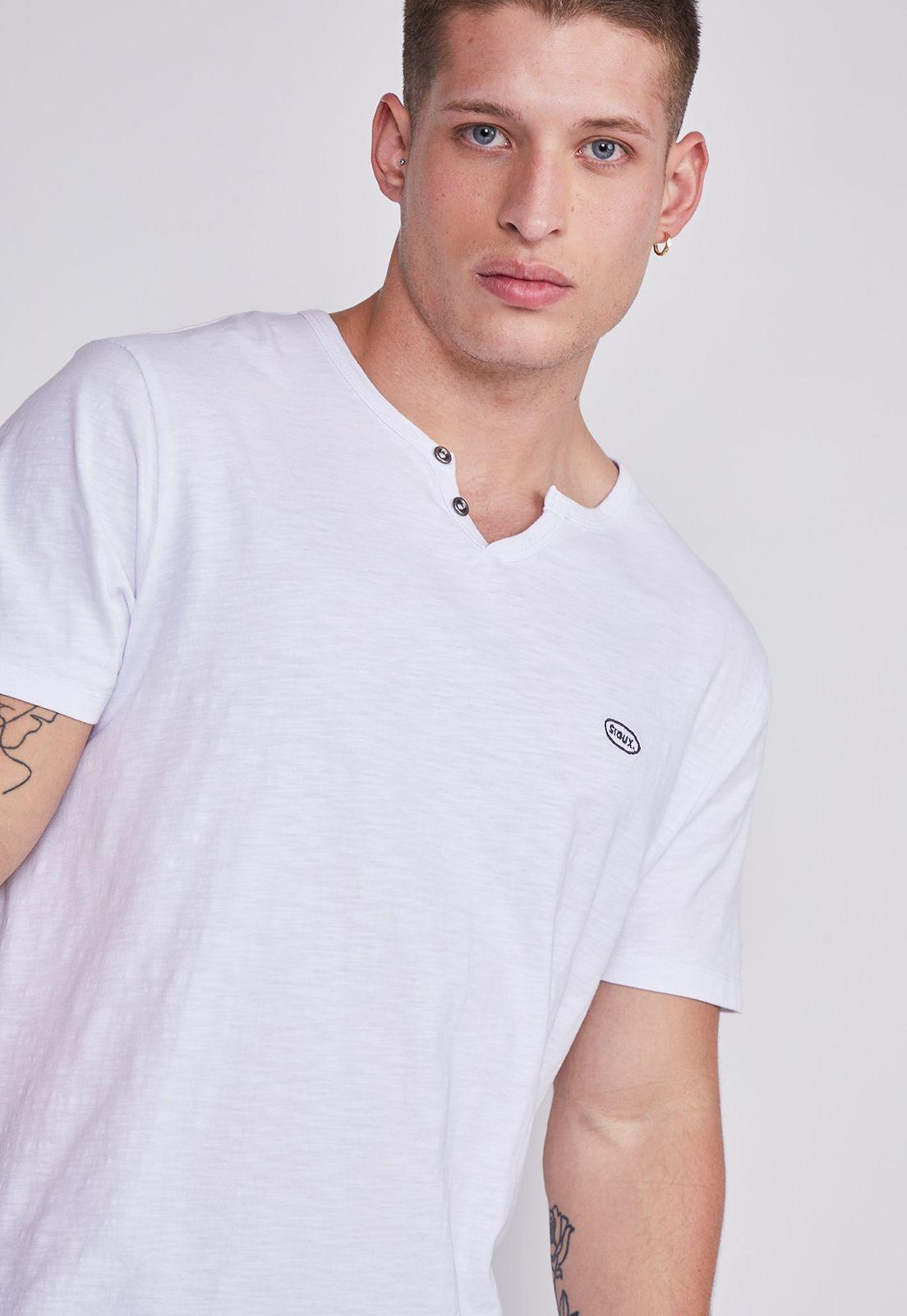 Polera Hombre Blanco Escote Botones Sioux-3
