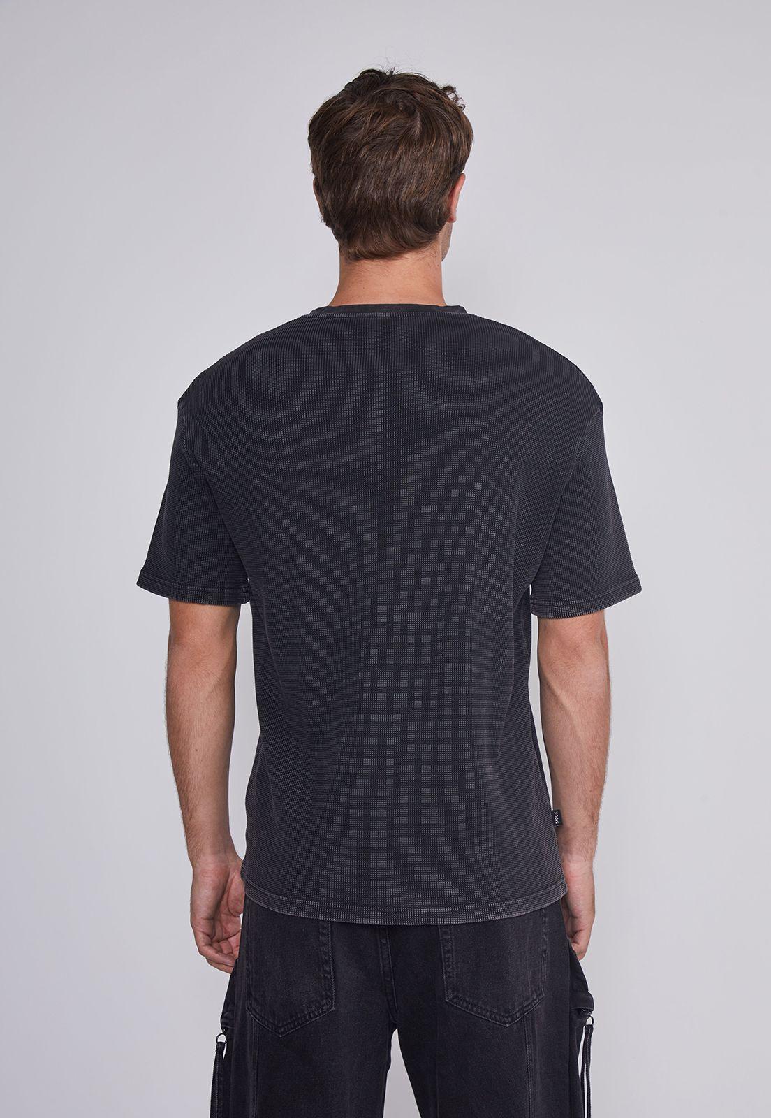 Polera Hombre Waffle Basica Negro Sioux-3