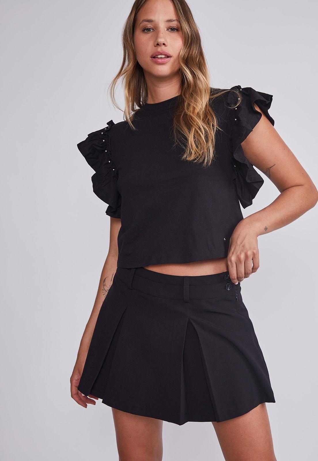 Falda Mujer Negro Tablas Con Short Sioux-1