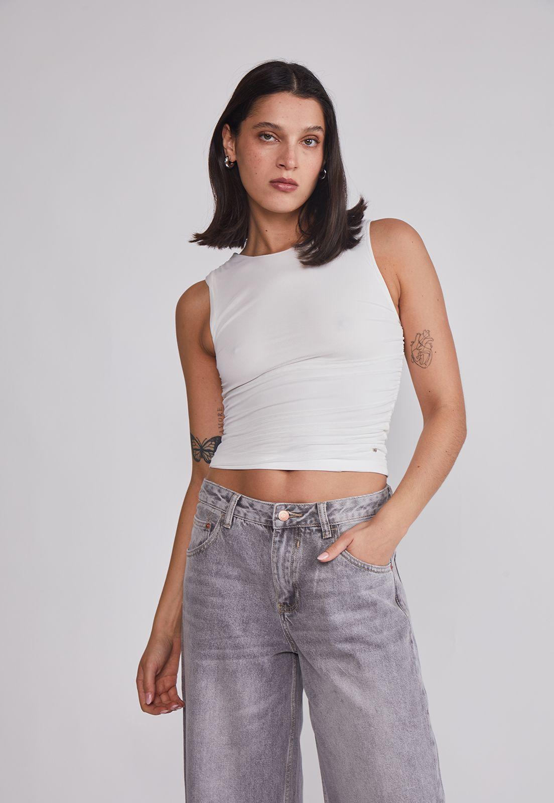 Peto Mujer Recogido Lateral Blanco Sioux-0