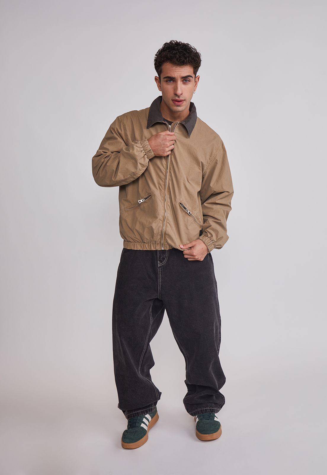 Chaqueta Hombre Cuello Contraste Café Sioux-1