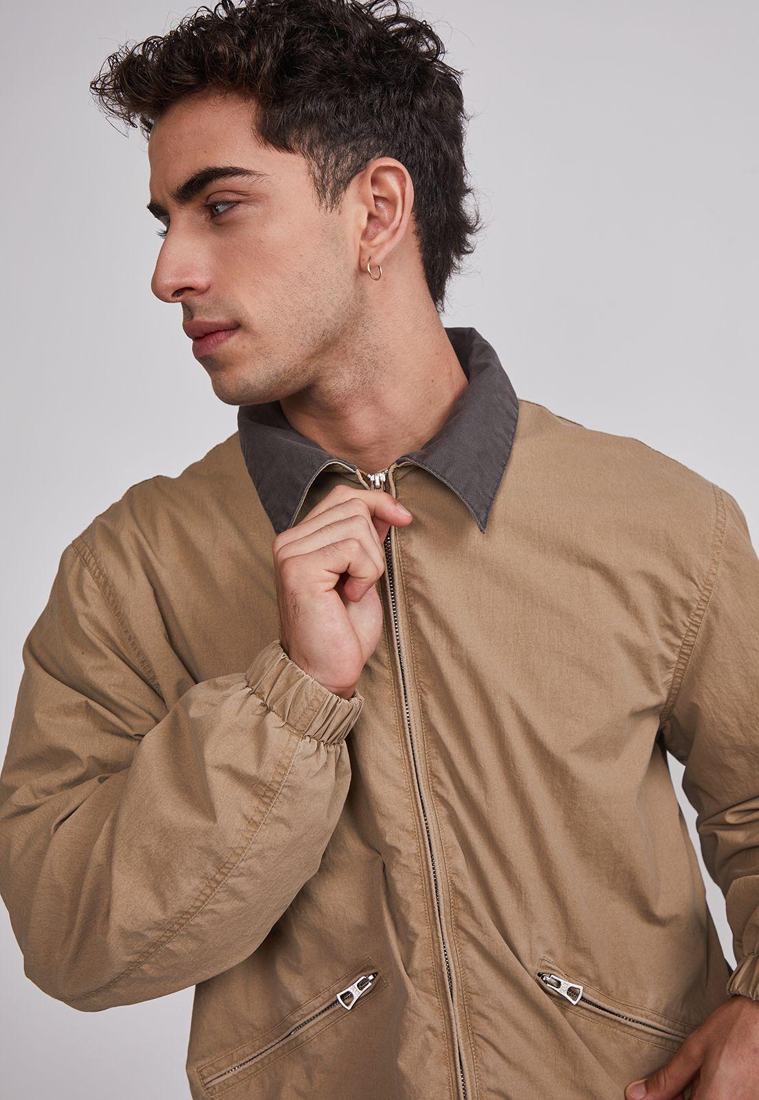 Chaqueta Hombre Cuello Contraste Café Sioux-3