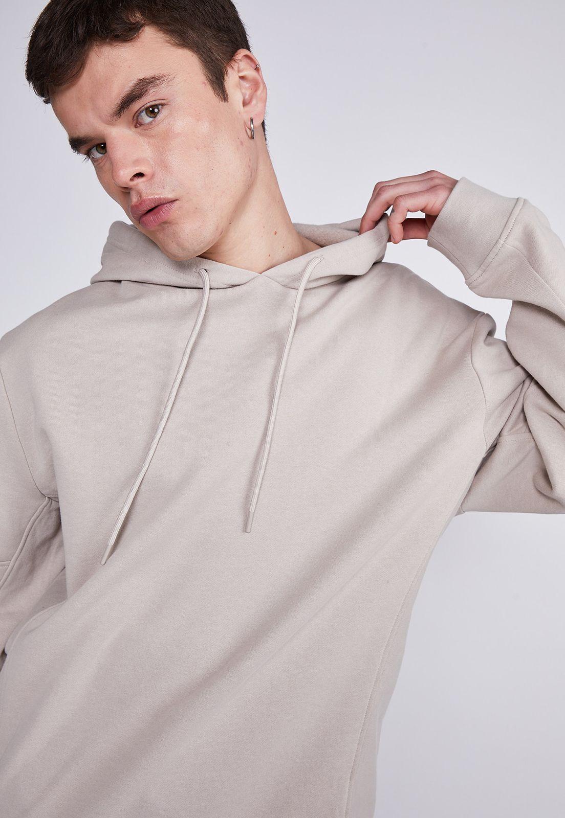 Polerón Hombre Beige Con Gorro Y Cortes Sioux-1