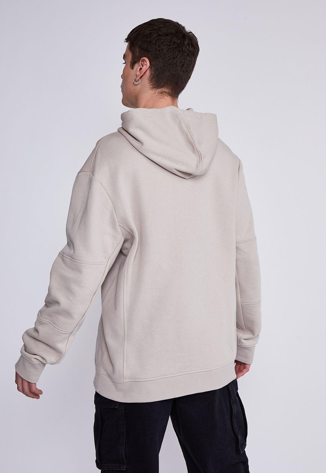 Polerón Hombre Beige Con Gorro Y Cortes Sioux-2