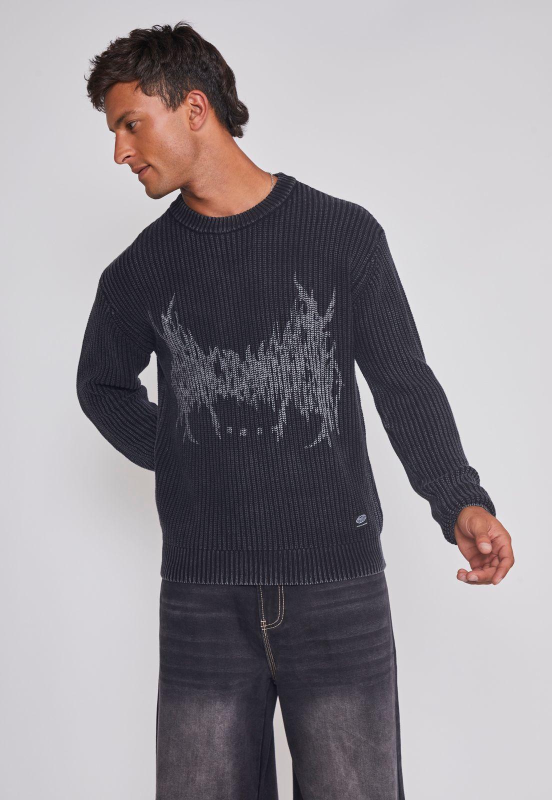 Sweater Hombre Lavado Death Negro Sioux-0