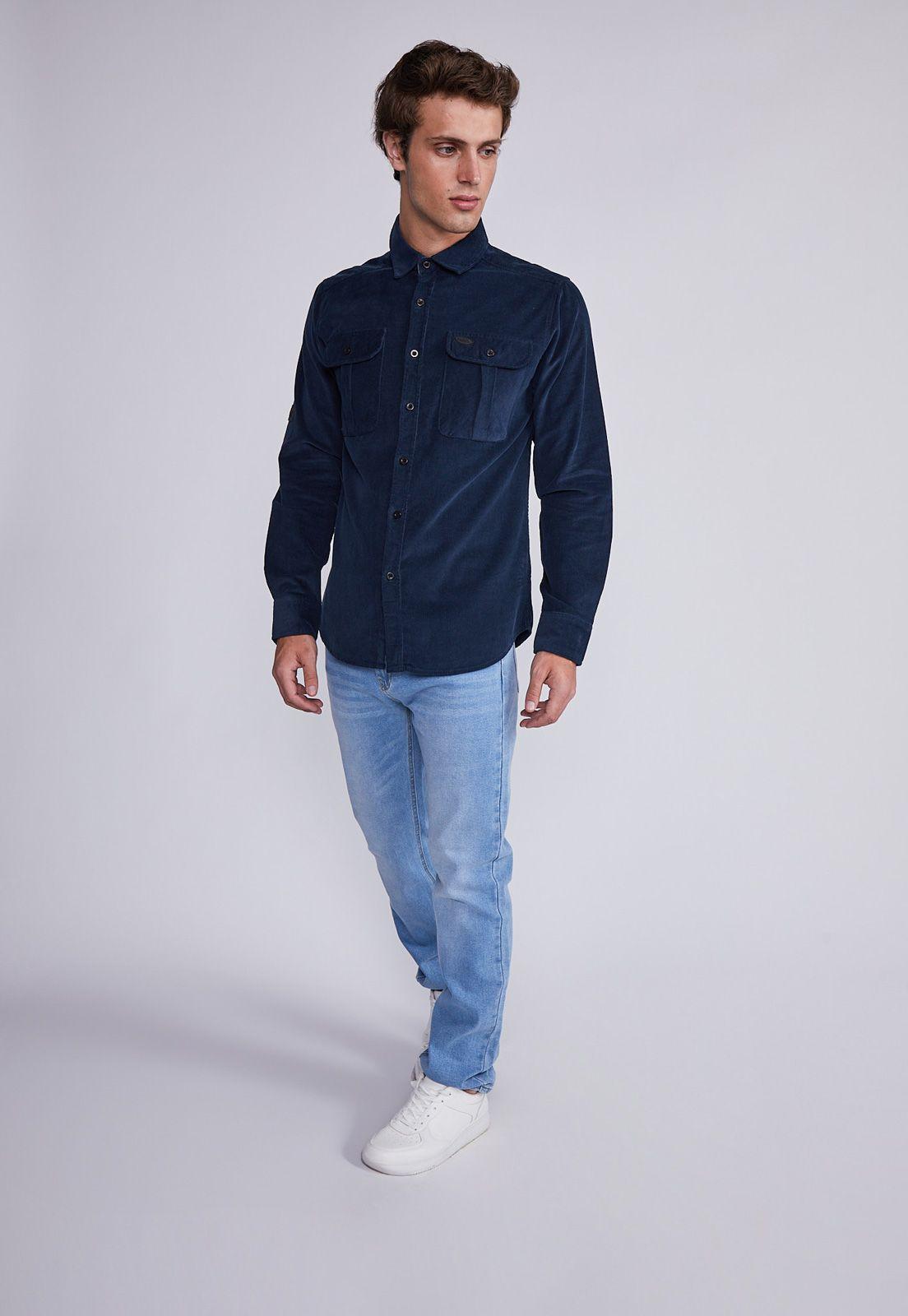 Camisa Hombre Azul Sobre Camisa Cuadrillé Sioux-3