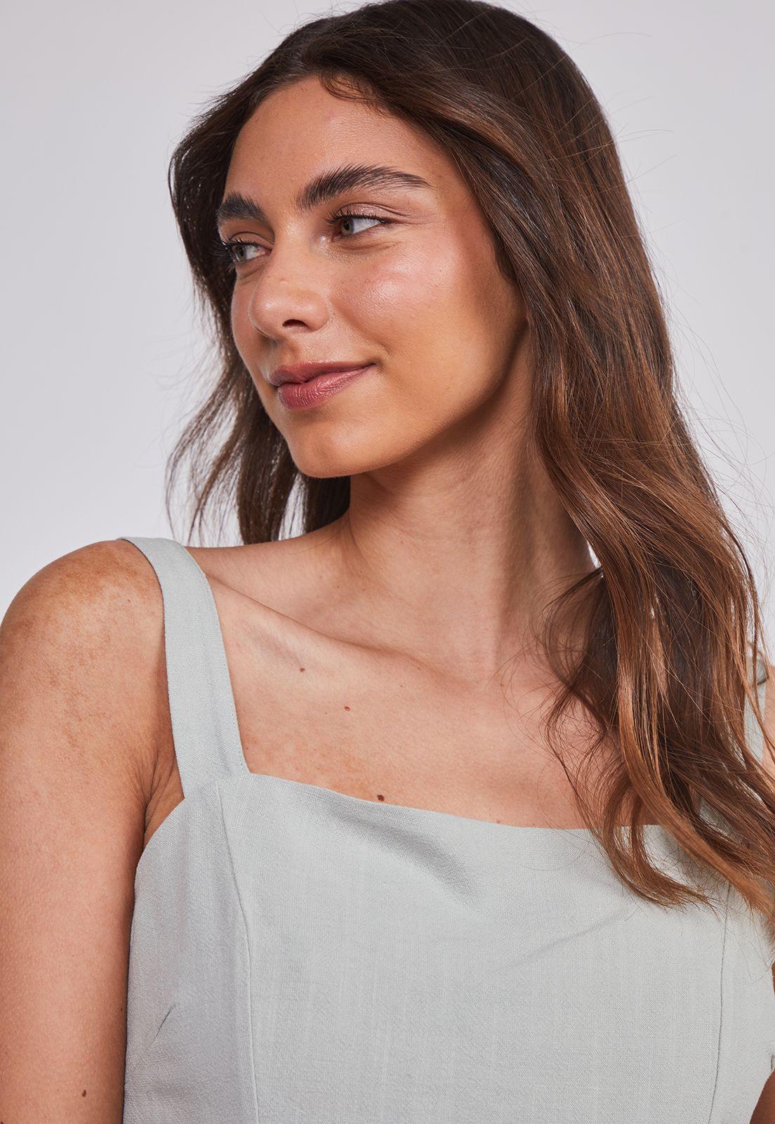 Blusa Mujer Lino Crop Verde Sioux-2