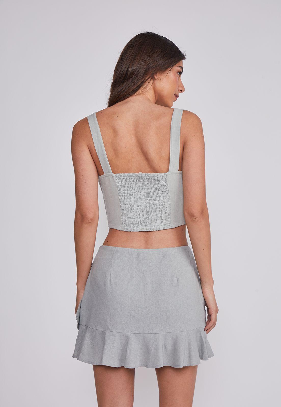 Blusa Mujer Lino Crop Verde Sioux-3