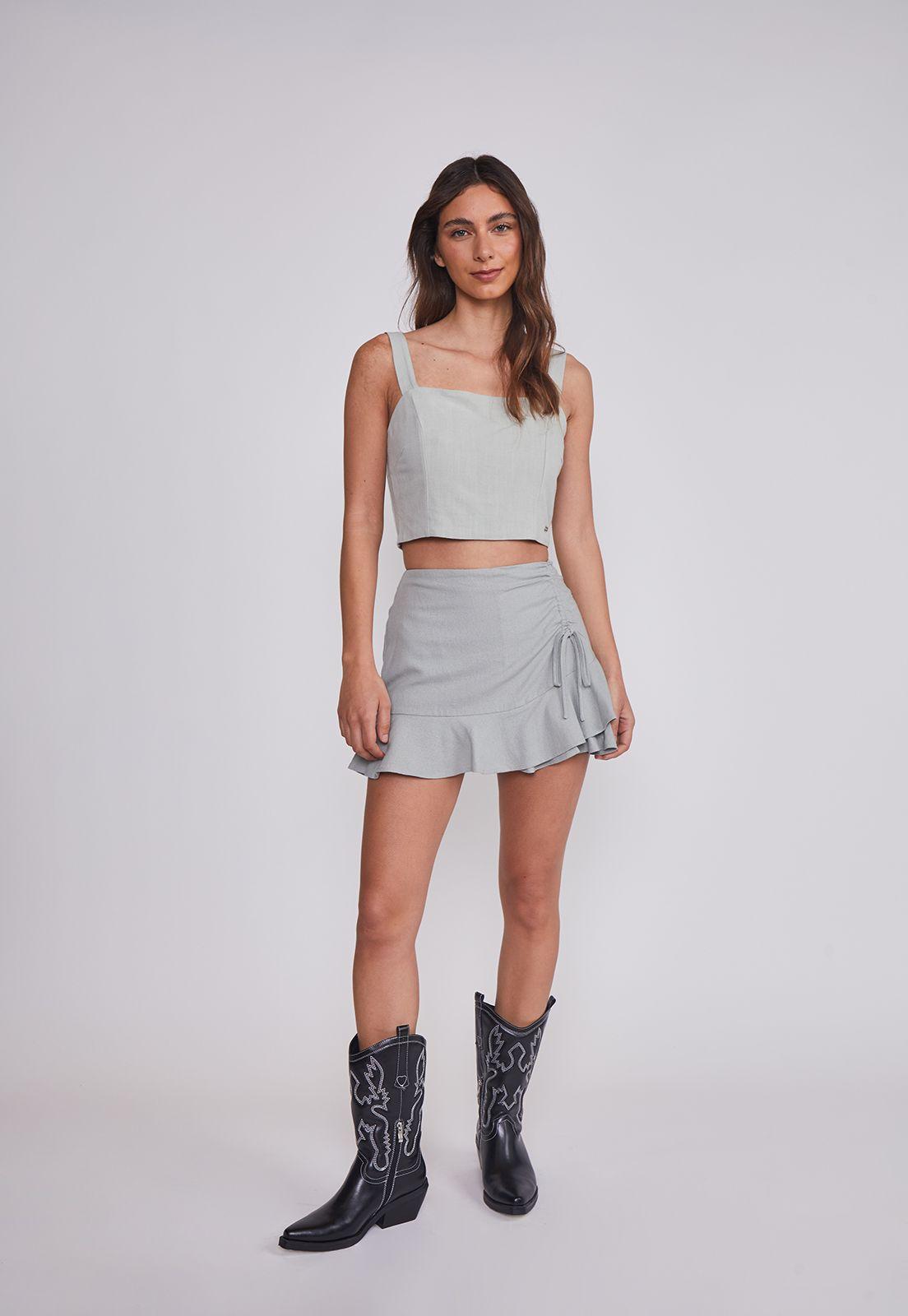 Blusa Mujer Lino Crop Verde Sioux-4