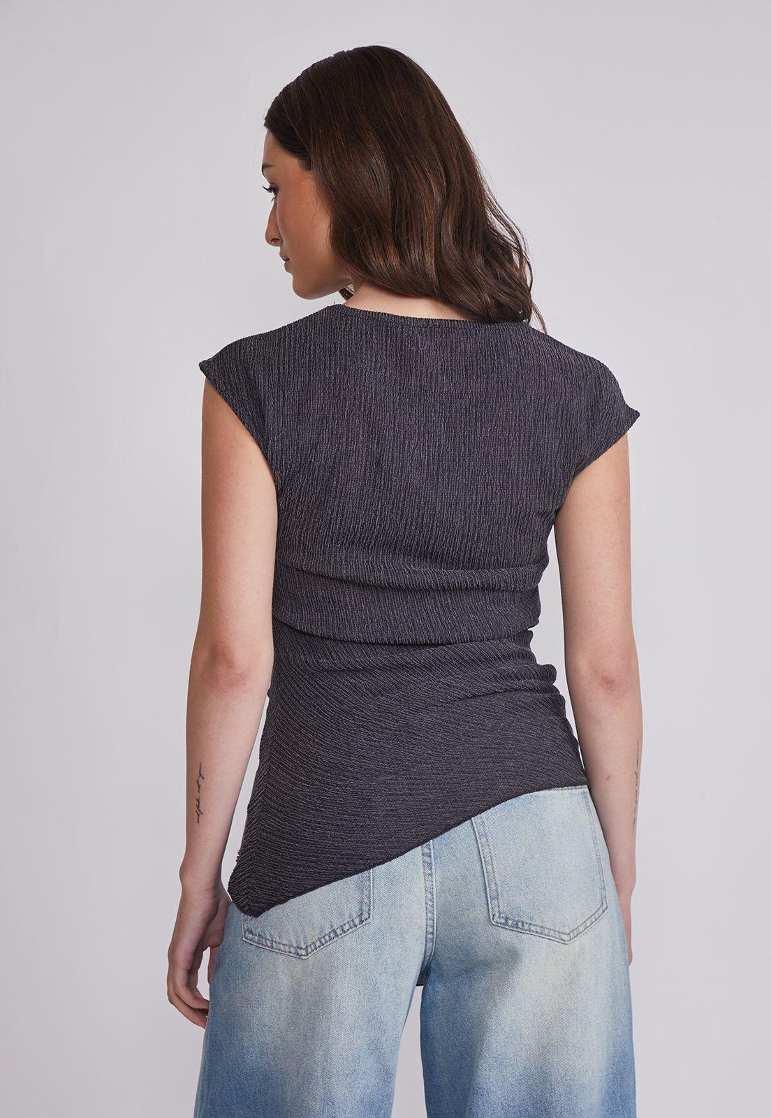 Polera Mujer Recogida Cintura Gris Sioux-2