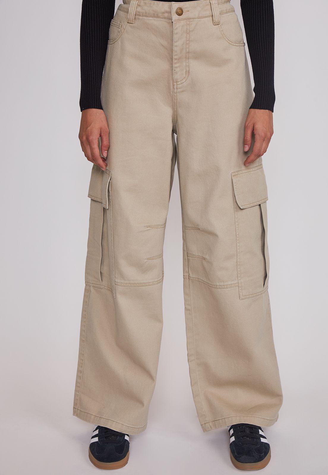 Pantalón Mujer Cargo Super Baggy Beige Sioux-0