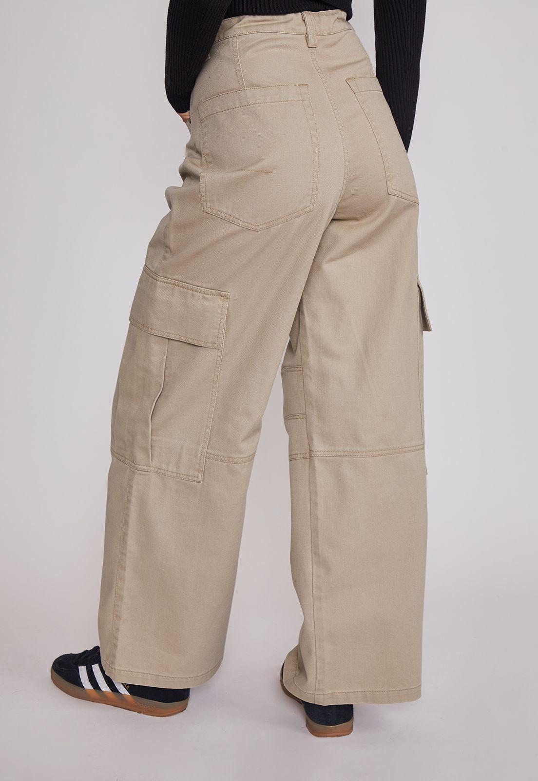Pantalón Mujer Cargo Super Baggy Beige Sioux-1