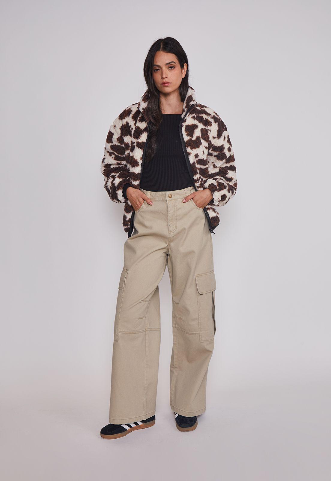 Pantalón Mujer Cargo Super Baggy Beige Sioux-2