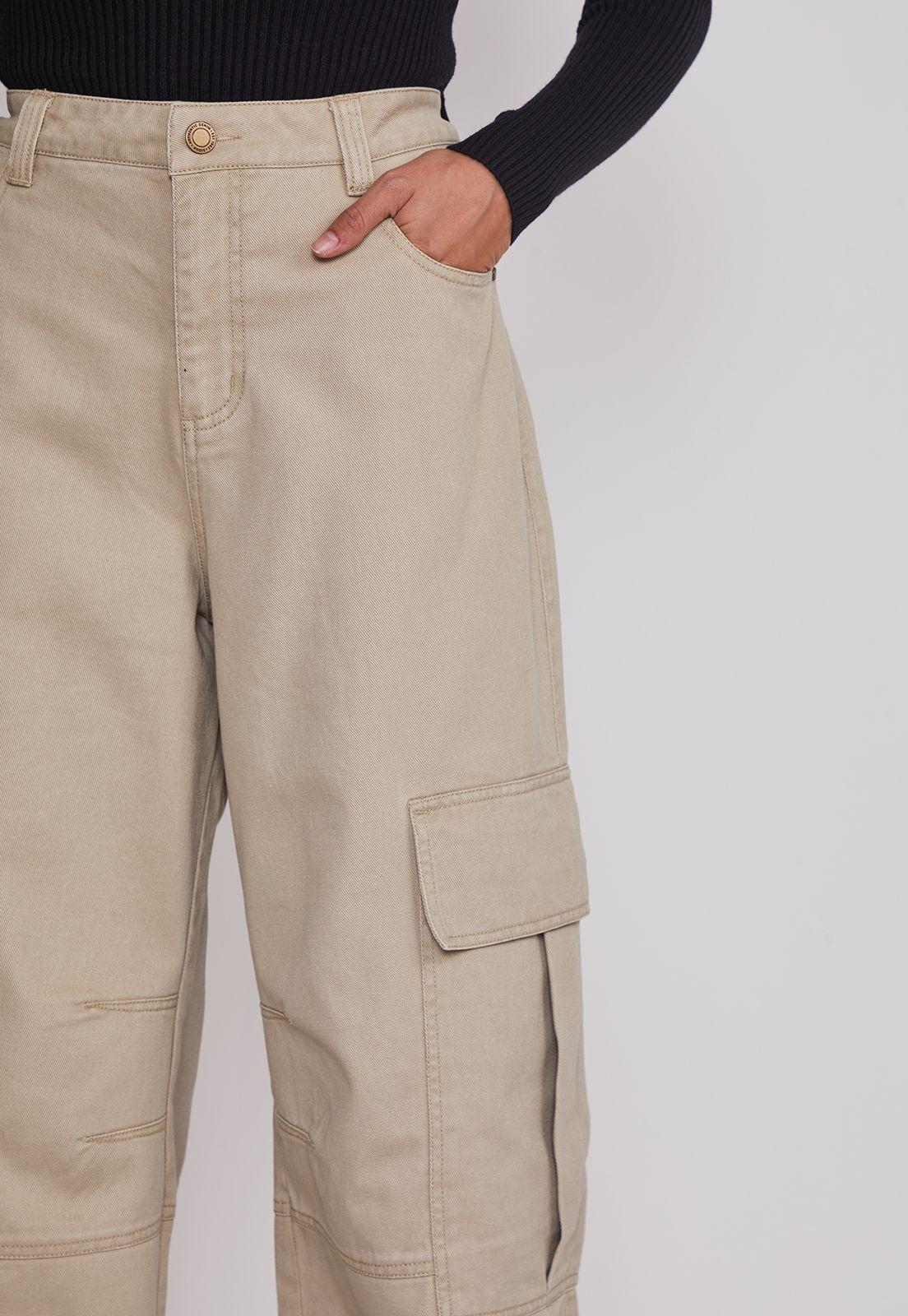 Pantalón Mujer Cargo Super Baggy Beige Sioux-3