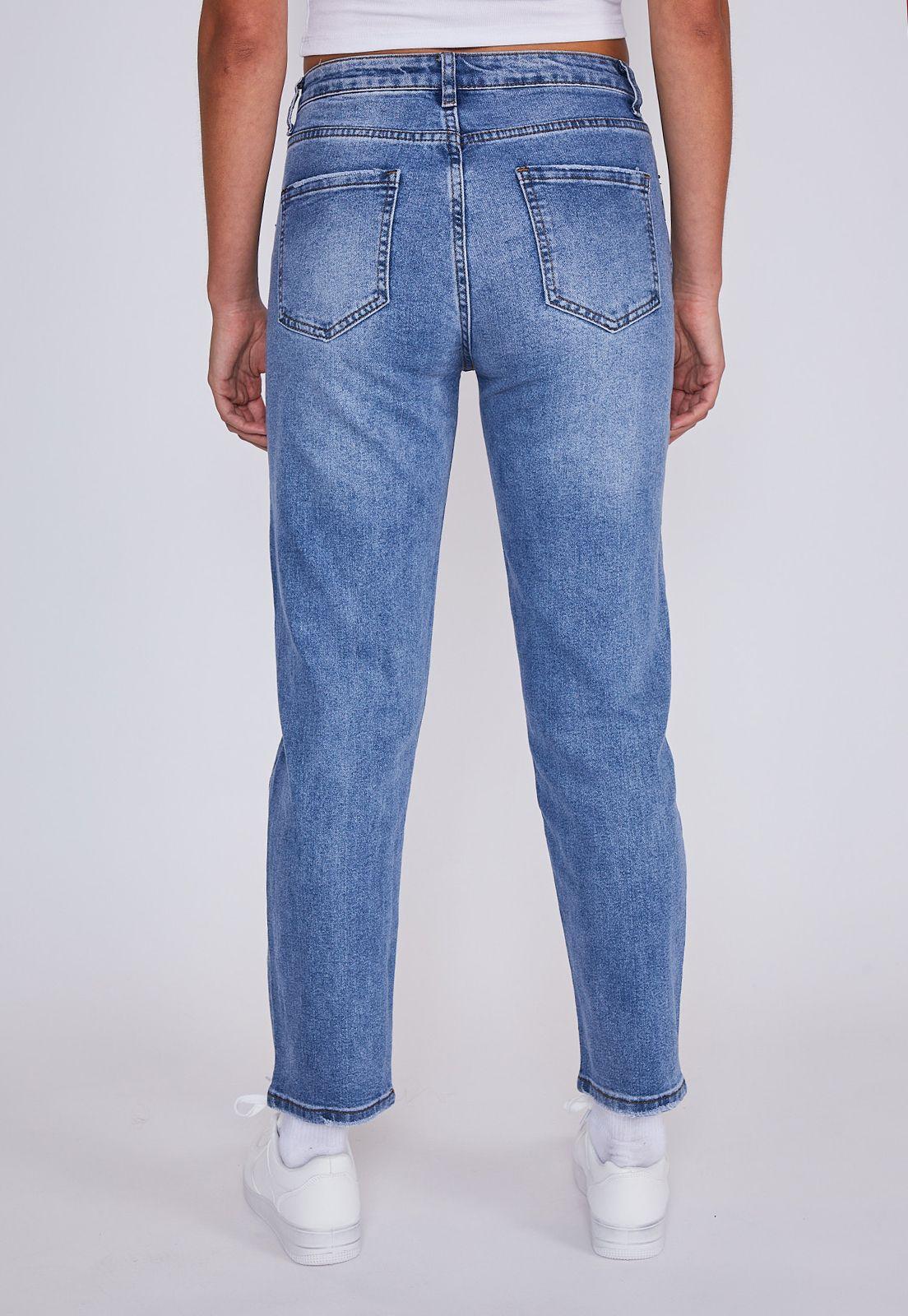 Jeans Mujer Mom Destroyer Azul Sioux-2