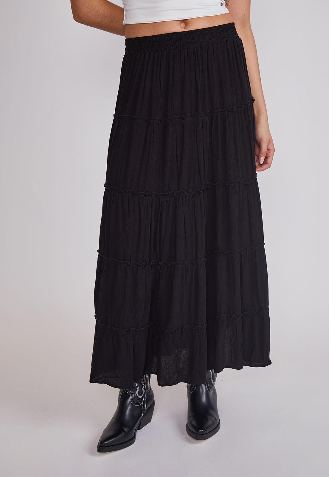 Falda Mujer Rustica Paneles Negro Sioux-0