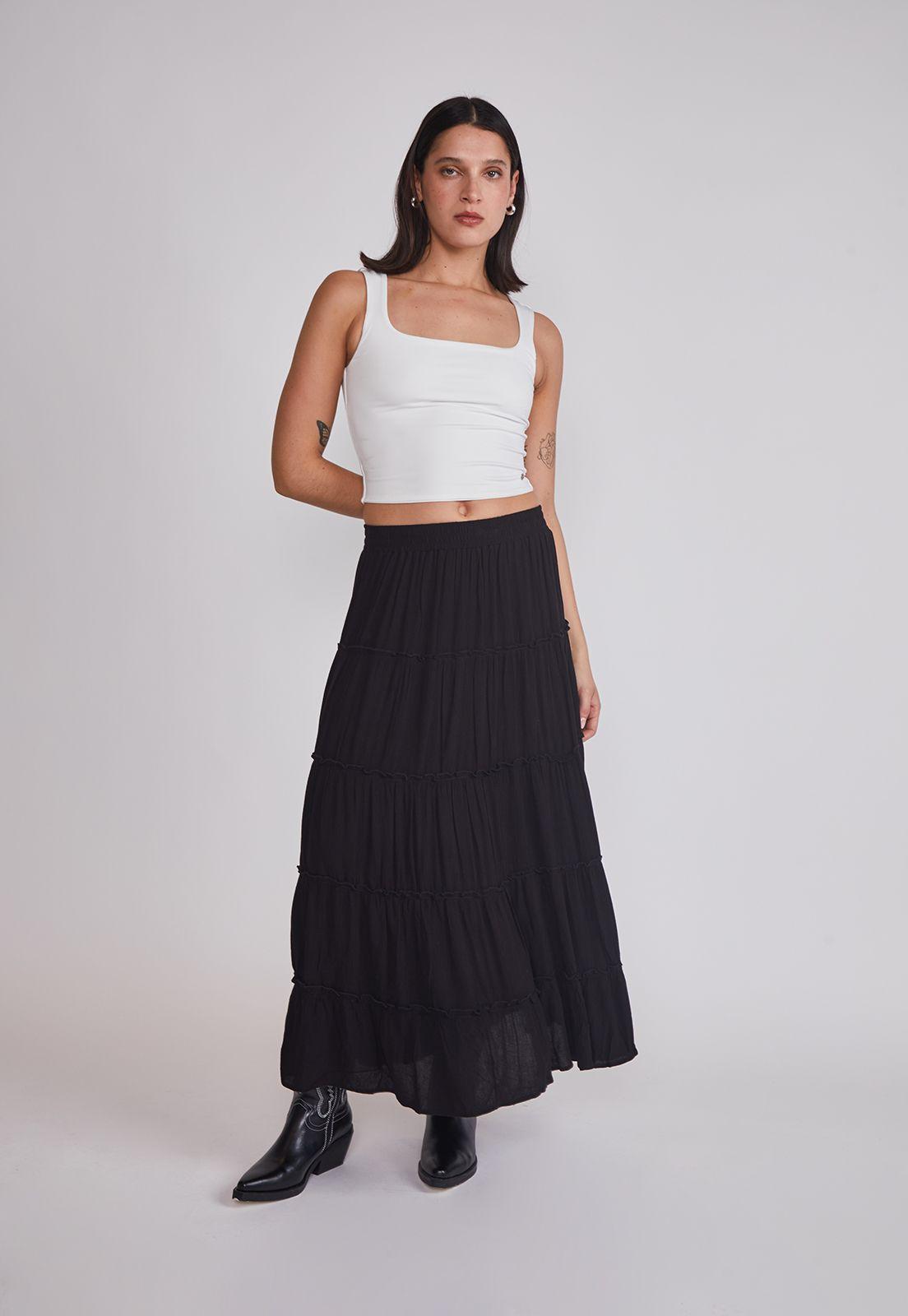 Falda Mujer Rustica Paneles Negro Sioux-4