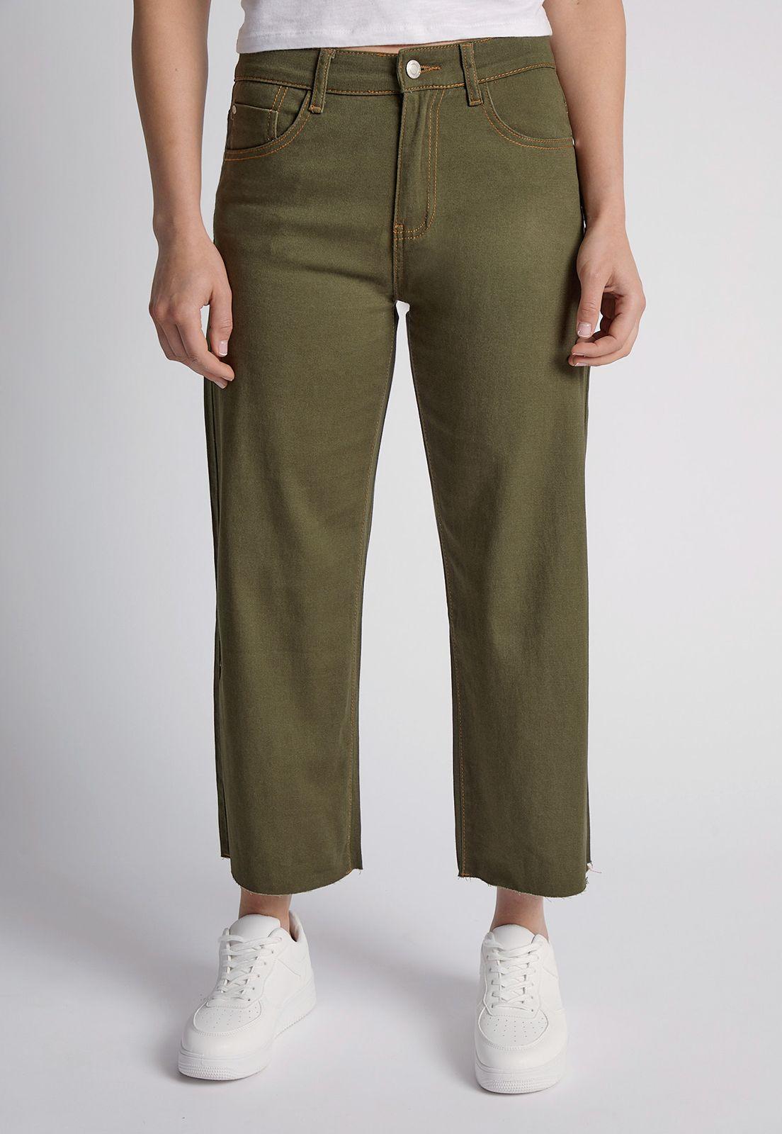 Pantalon Mujer Washed Elasticado Verde Sioux-1