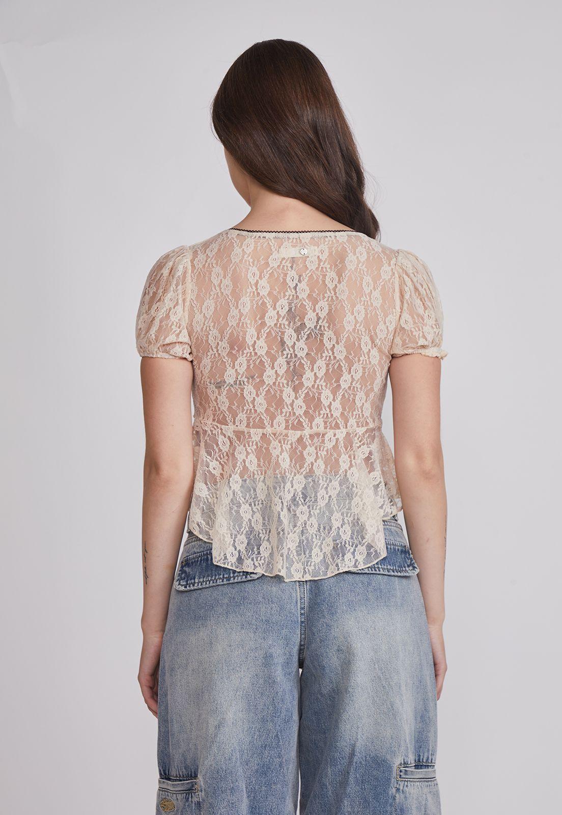 Blusa Mujer Manga Globo Crudo Sioux-3