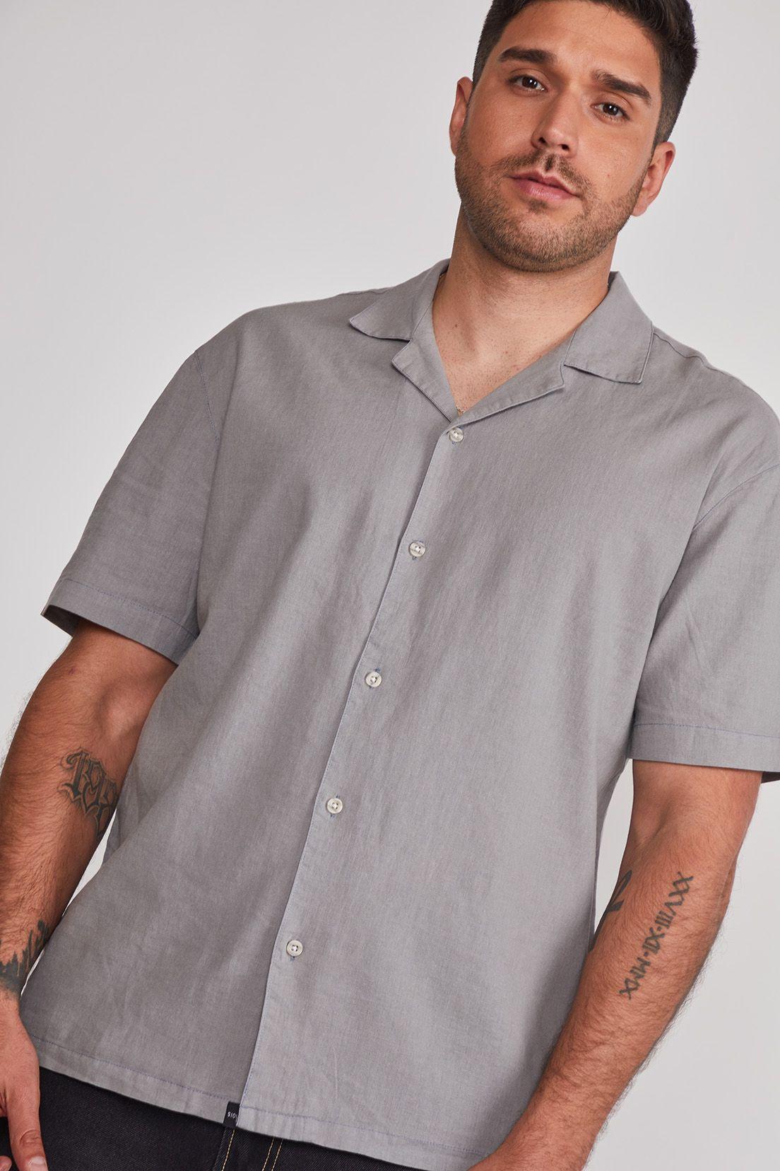 Camisa Hombre Lino Proceso Gris Sioux-2