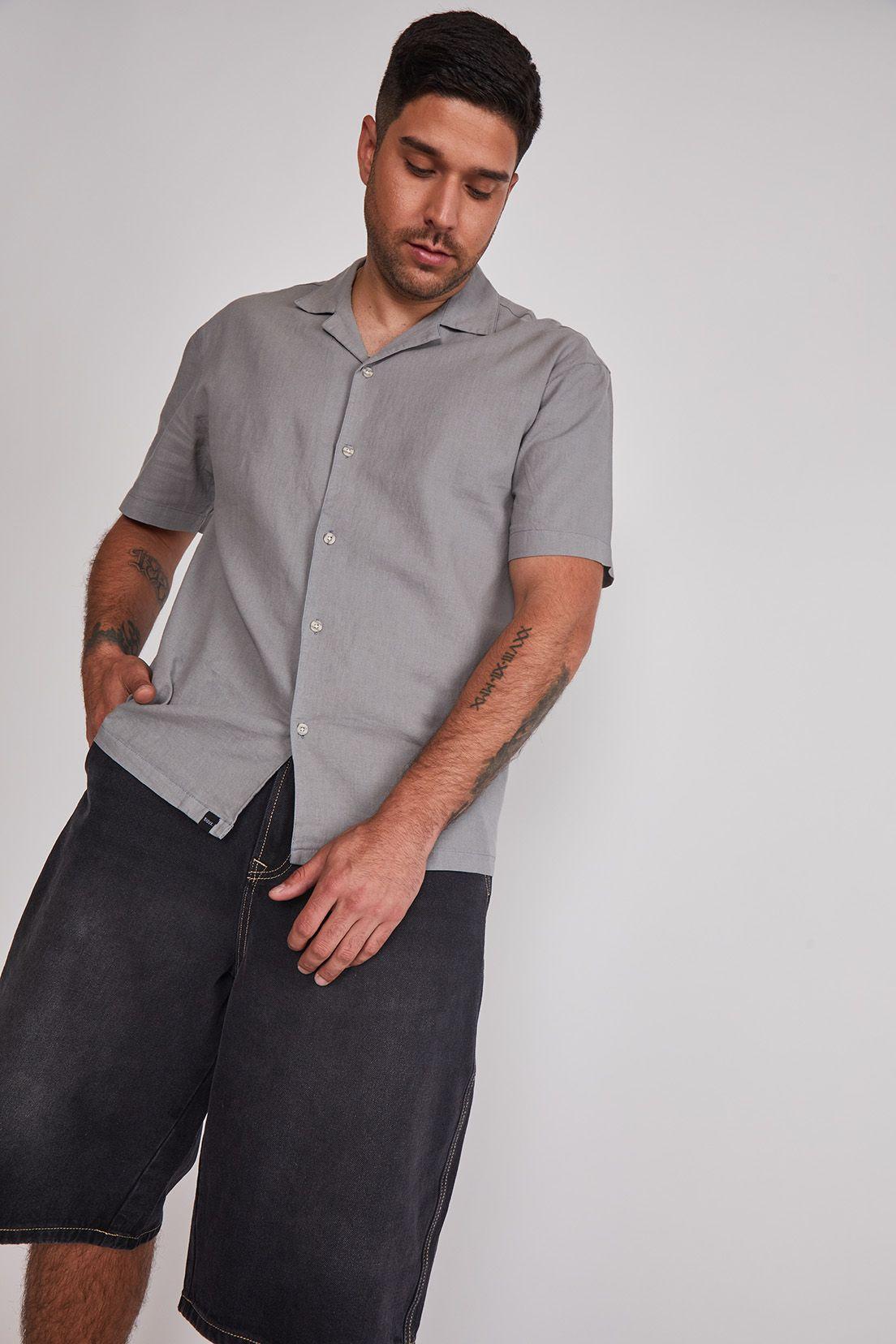 Camisa Hombre Lino Proceso Gris Sioux-3