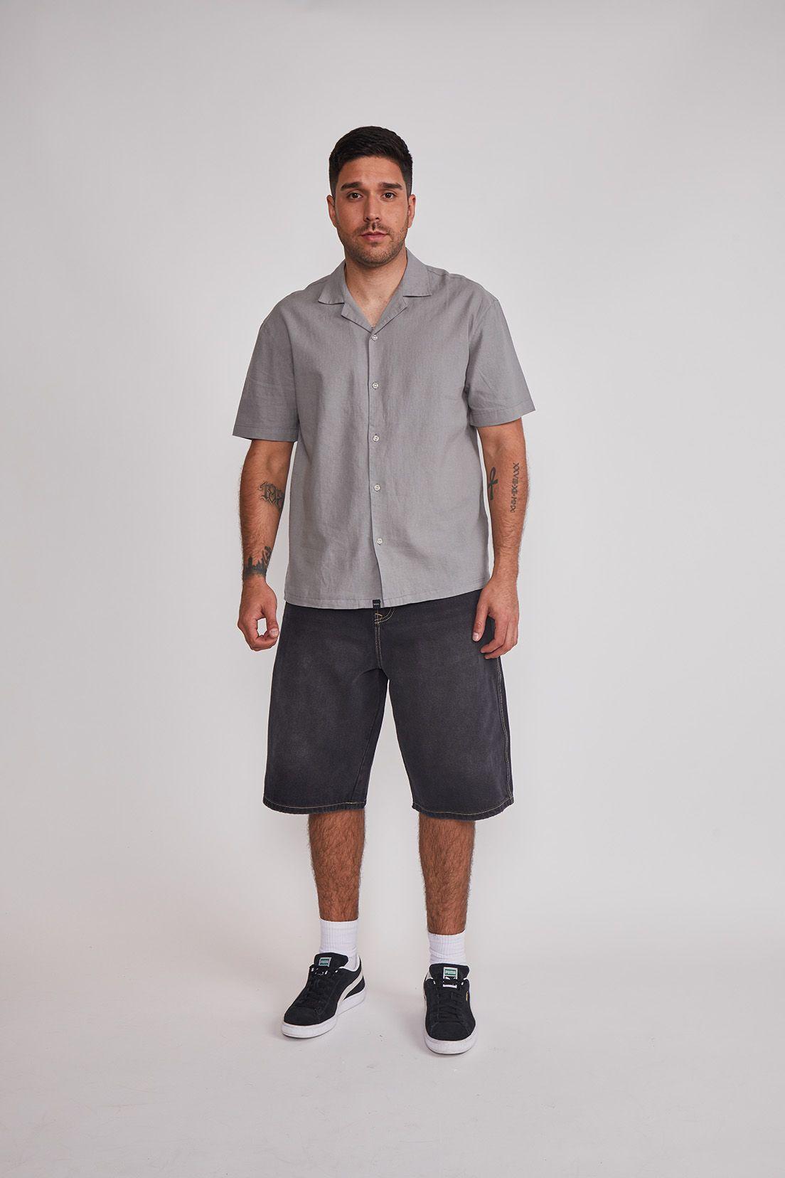 Camisa Hombre Lino Proceso Gris Sioux-4