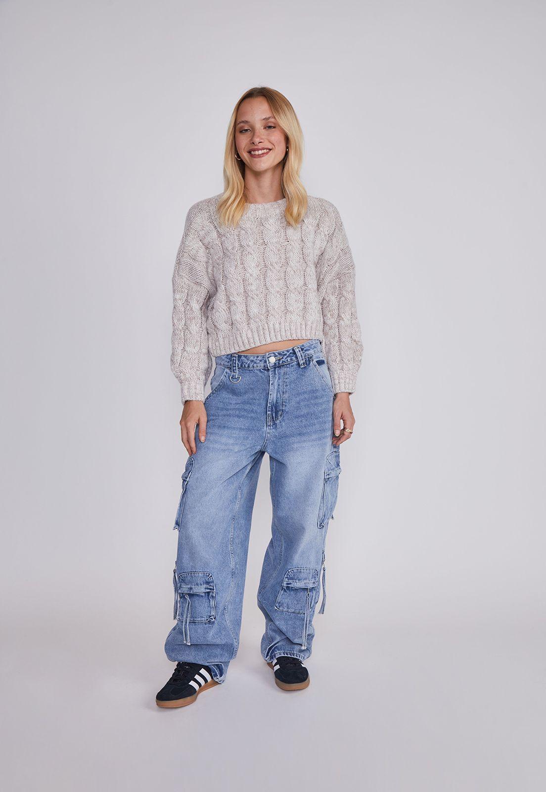 Sweater Mujer Trenzas Beige Sioux-4