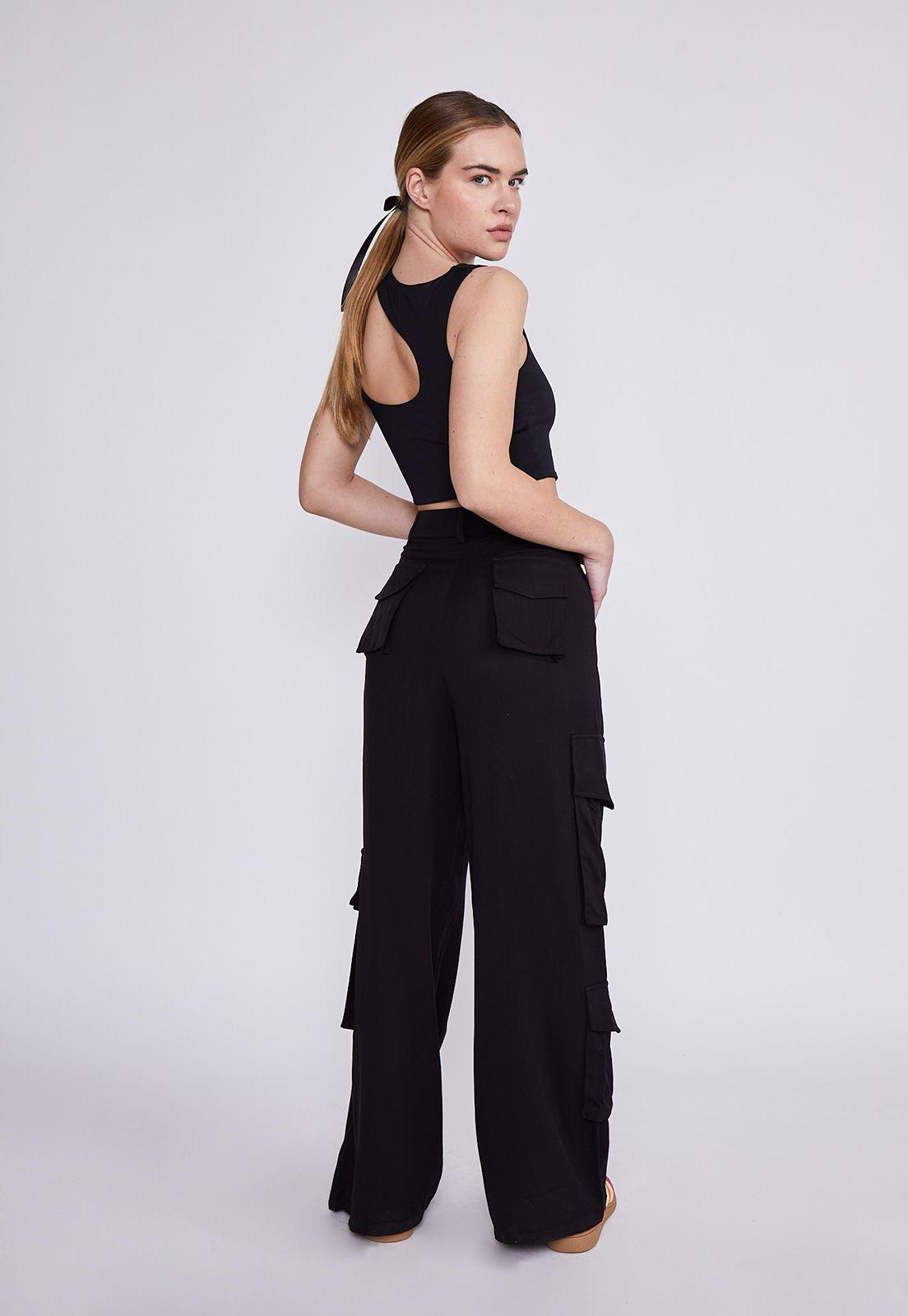 Pantalón Mujer Negro 3 Bolsillos Sioux-2