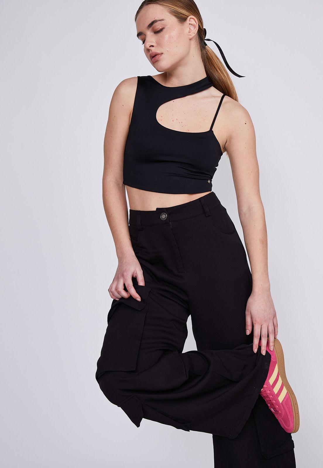 Pantalón Mujer Negro 3 Bolsillos Sioux-3