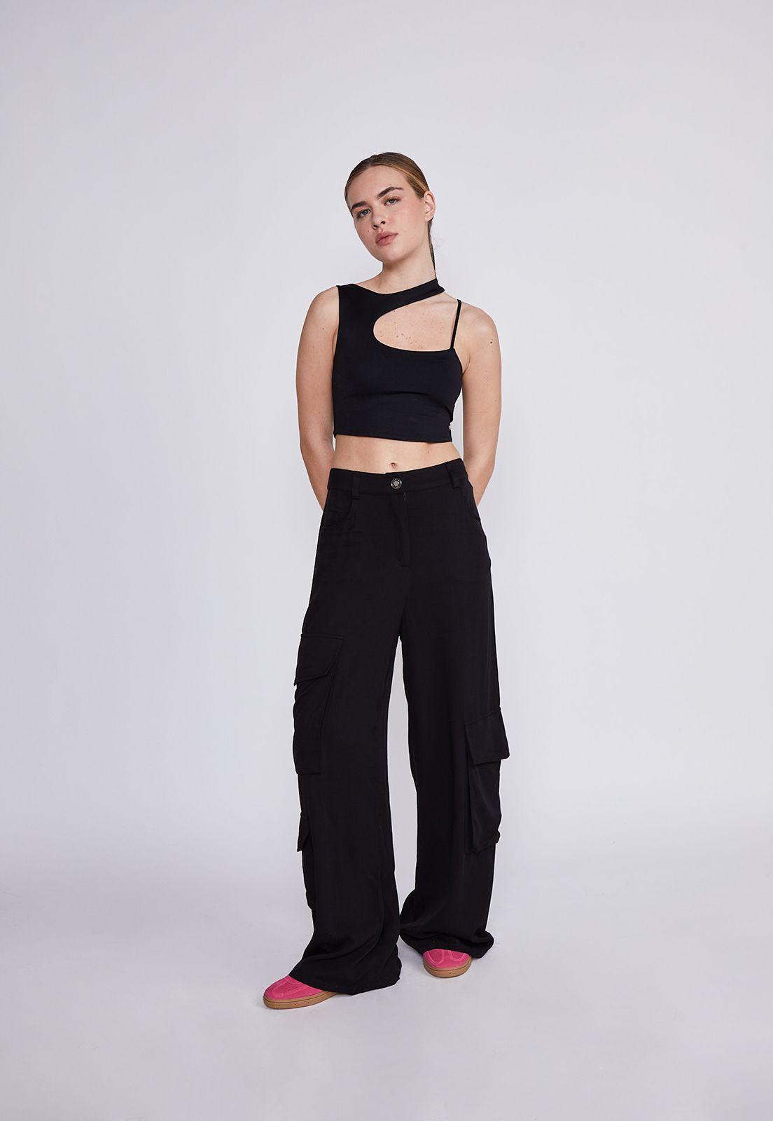 Pantalón Mujer Negro 3 Bolsillos Sioux-4