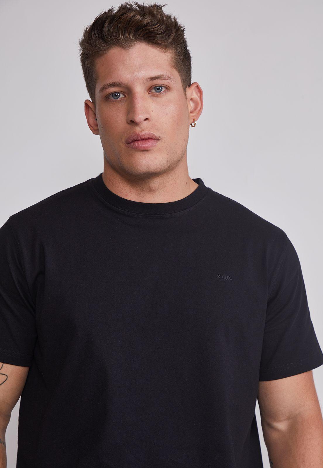 Polera Hombre Básica Lisa Negro Sioux-1
