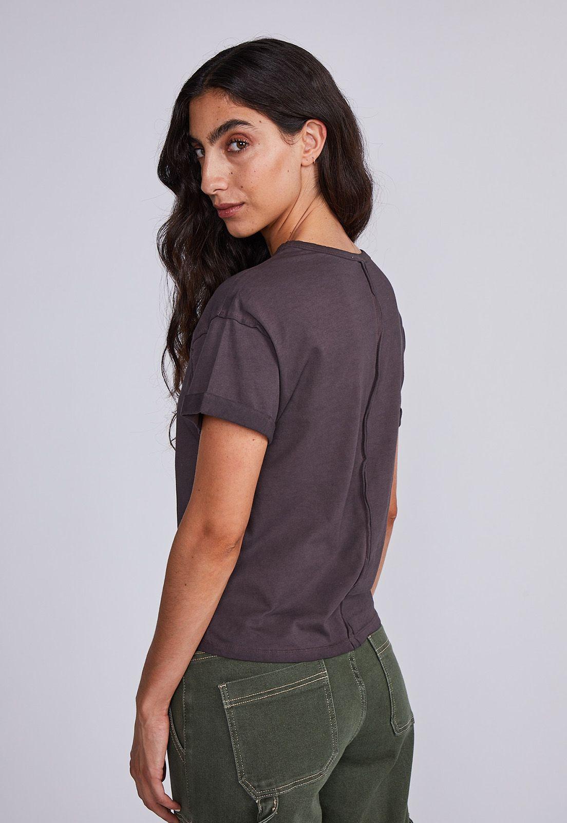 Polera Mujer Acero Manga Corta Costura Pecho Sioux-2